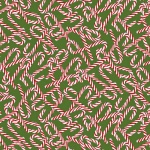 Gingerbread Factory Tossed Candy Canes Green Cotton