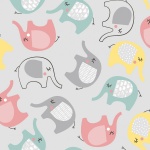 Small & Mighty Grey Elephants Flannel