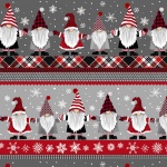 Grey Snow Gnomes 11'' Stripe Cotton