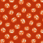 Haunted House Glow in the Dark Pumpkin Faces on Orange Cotton