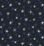 Haunted House Glow in the Dark Spiders on Black Cotton