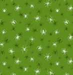 Haunted House Glow in the Dark Spiders on Green Cotton