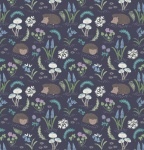 Bluebell Wood Hedgehog on Dark Blue Cotton