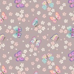 Love Blooms Butterflies on Natural Cotton