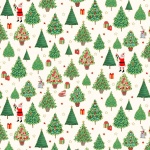 Merry Christmas Christmas Trees Cream Cotton Metallic