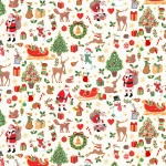 Merry Christmas Icon Montage Cotton Metallic