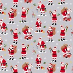 Merry Christmas Santa Grey Cotton Metallic