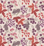 Autumn Fields Mice with Berries on Cream Cotton