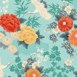 Michiko Large Floral Turquoise Cotton Metallic