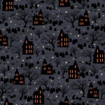 Midnight Spooky Houses Cotton