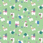 Mini Llamas Green Cotton