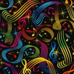 Multi Music Notes Cotton