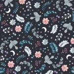 Nightfall Floral Birds Cotton