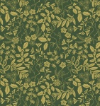 Noel Metallic Gold Reindeer on Green Cotton