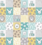 Bella Bunny & Bear, 3 Inch Nursery Squares Blue Cotton