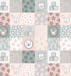 Bella Bunny & Bear, 3 Inch Nursery Squares Pink Cotton