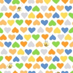 Orange Hearts & Bees Cotton