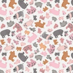 Piggy Tales Piggies on Cream Cotton