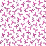 Think Pink Ribbons on White Cotton