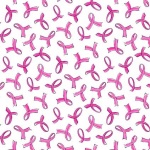 Think Pink Ribbons on White Cotton