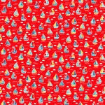 Pool Party Boats Red Cotton