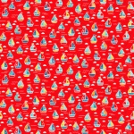 Pool Party Boats Red Cotton