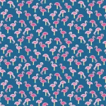 Pool Party Flamingoes Blue Cotton