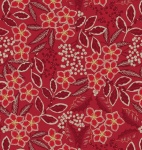 Noel Red Noel Floral with Gold Metallic Cotton