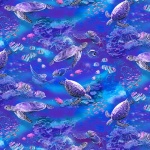 Reef Life Sea Turtle All Over Digital Cotton