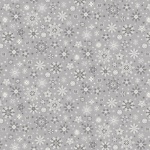 Scandi 22 Snowflakes Cream on Grey Cotton Metallic