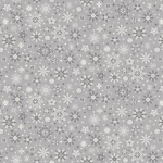 Scandi 22 Snowflakes Cream on Grey Cotton Metallic