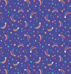 OTR Shooting Rainbow Stars on Blue Cotton