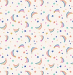 OTR Shooting Rainbow Stars on Cream Cotton