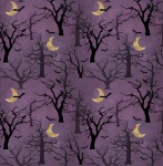 Spooky Nights Forest Purple Cotton