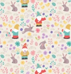 Spring Treats Spring Gnomes on Cream Cotton