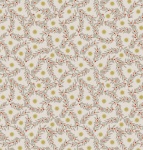 Noel Metallic Gold Star and Berries on Natural Cotton