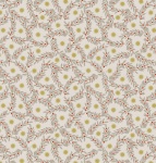 Noel Metallic Gold Star and Berries on Natural Cotton