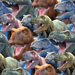 Tyranno-Chorus T-Rex Collage Cotton