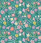 Spring Treats Spring Floral on Green Cotton