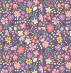 Spring Treats Spring Floral on Dark Violet Cotton