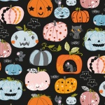 Trick or Treat Pumpkin Black Cotton