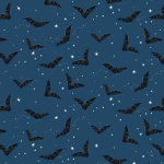 Twilight Bats Blue Cotton