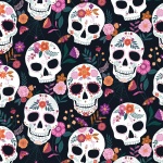 Twilight Skulls Black Cotton