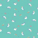 Unicorn Kingdom Toss Teal Cotton