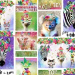 Party Animal White Animal Phrases Digital Cotton