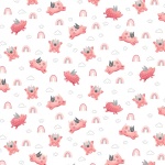 Porkopolis Flying Pigs and Rainbows White Cotton