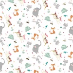 Animal Alphabet Animals White Cotton