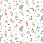 Animal Alphabet Animals White Cotton