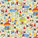 Woodland Gnomes in Mushroom Houses Cotton