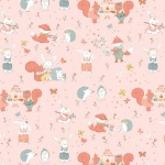 Woodland Tea Time Woodland Critters Pink Cotton